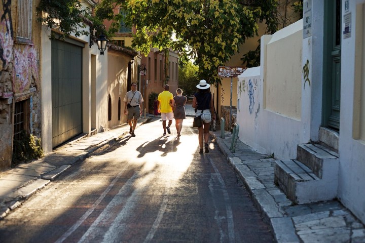 a person walking down the street
