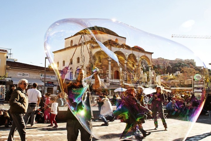 a group of people standing in front of a crowd