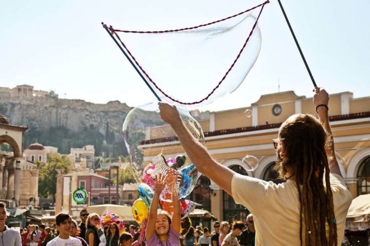 a person standing in front of a crowd